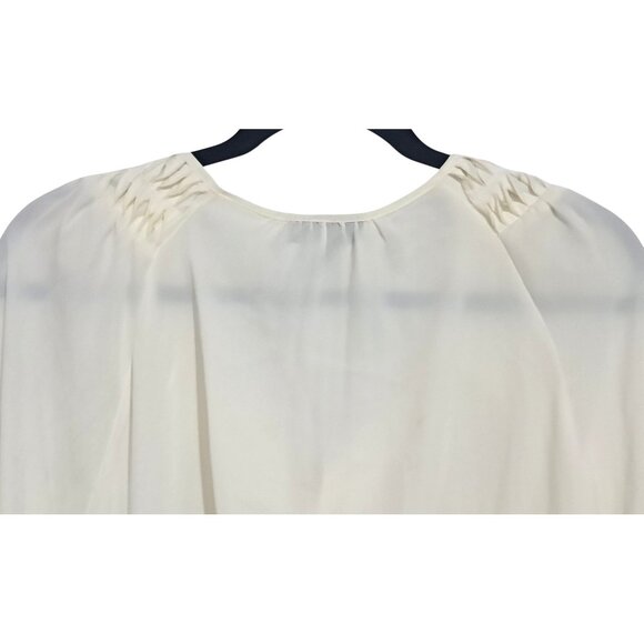 Alfani Womens Cream Pleated Front Blouse Size 16 Long Sleeve 100% Polyester - Picture 8 of 11